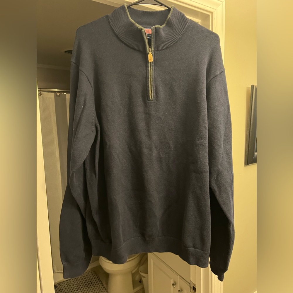 Vineyard Vines Shep Ian Men Navy blue 1/4 Zip Pullover Shirt Sweater Sz XL